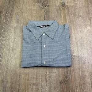 Rohan Mens Blue Copyright Design Long Sleeve Button Up Worldview Shirt Size M